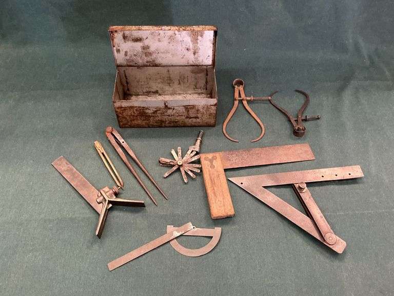 Assortment of vintage measuring tools, calipers, feeler gauges image