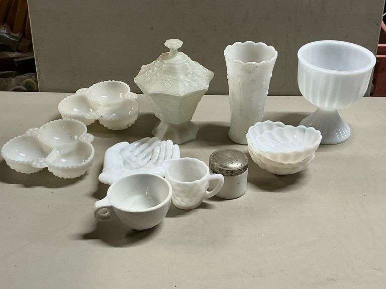 Assortment of milk glass image