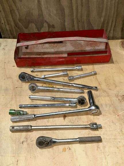 Metal tool tray 1/2" drive, ratchets, breaker bars image