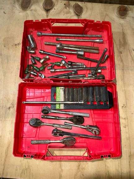 3/8" drive sockets, ratchets, extensions, allen wrenches, etc. image