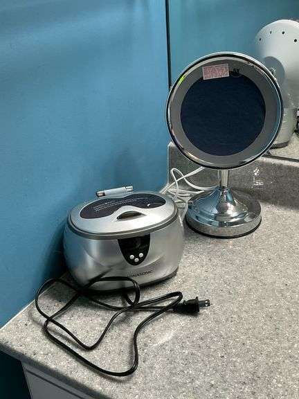Lighted magnifying mirror and ultrasonic cleaner image