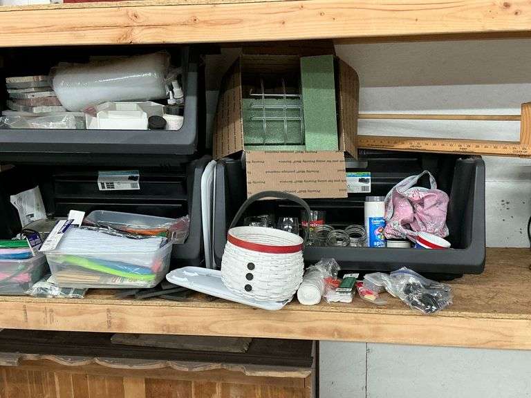 Glue guns, pipe cleaners, wood burning tools, glue sticks, wreath saddles, napkins, cutting mats, etc. image