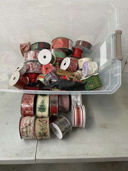 Large assortment of wired decorative Christmas ribbon in tote image