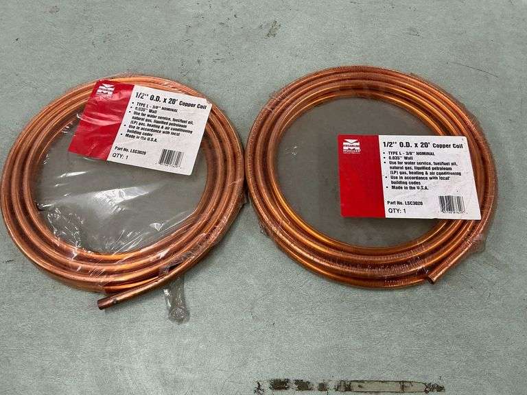 (2) 1/2" OD x 20' copper coils, unused. image