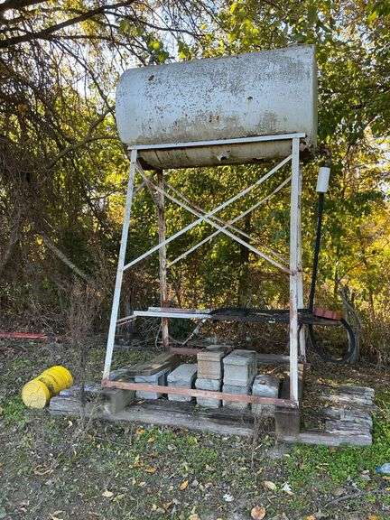 300? gallon fuel barrel on stand, 60" L x 36" diameter image