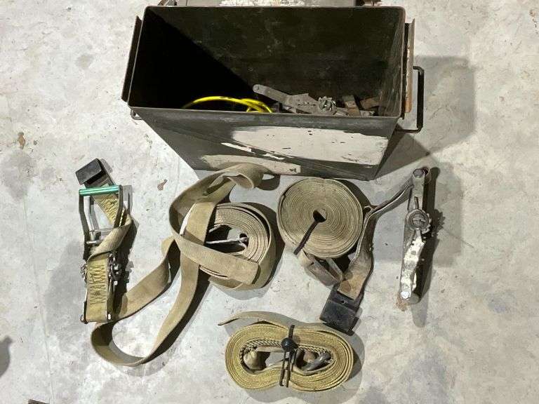 Metal ammo box with 2" ratchet straps, bungee cords image