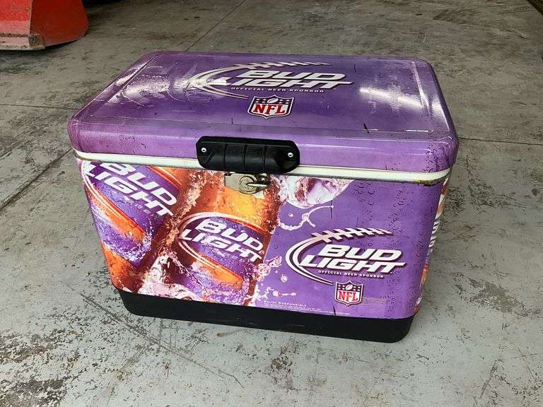Bud Light metal cooler, metal handles, clean on the inside image