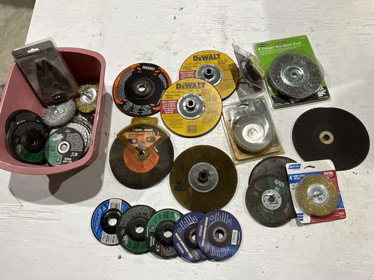 Assorted grinding wheels and wire wheels image