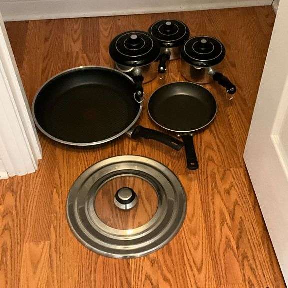 Wearever sauce pans, T-Fal and Farberware skillets, universal lid image