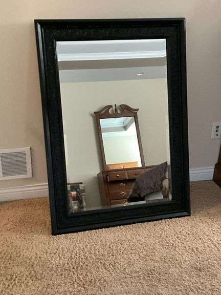 Wooden framed bevel edge mirror image