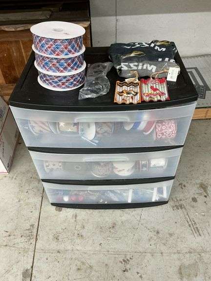 3-drawer storage container with LOTS of red, white and blue decorations image