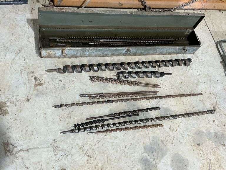 Metal box with wood auger bits, up to 36" L x 2". image