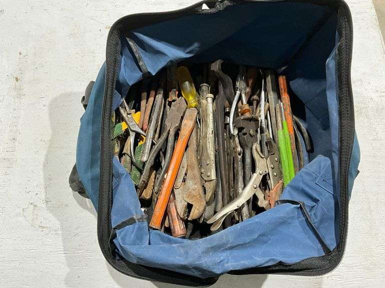 Ryobi tool bag with pliers, screwdrivers, punches, etc. image
