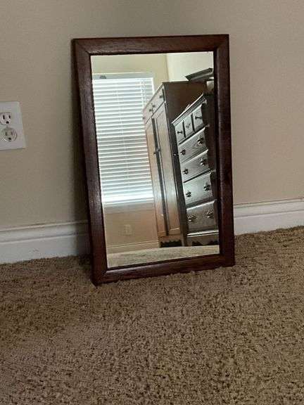 Wooden framed vintage mirror image