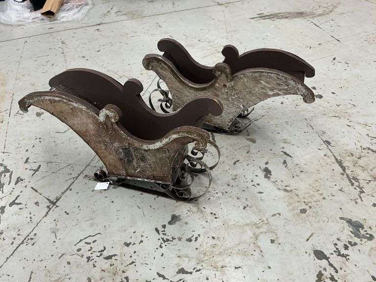 2 wood and metal sleighs image