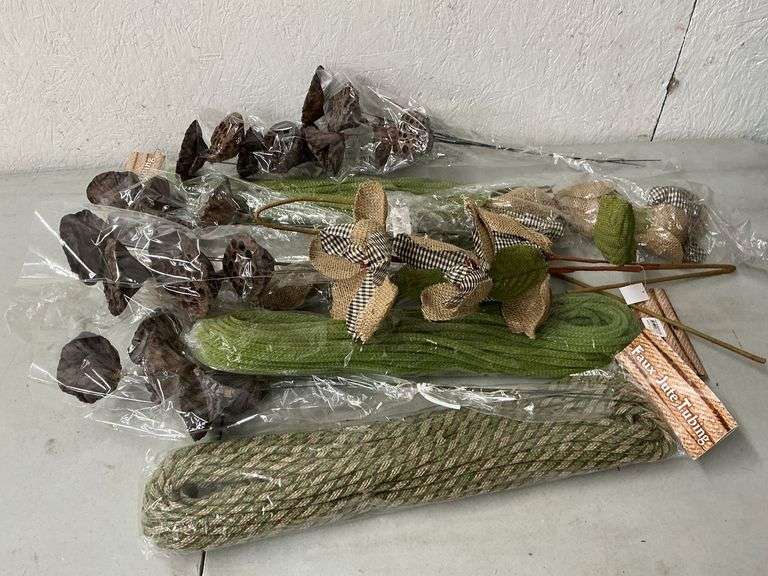 Burlap floral picks, seed pods, deco flex tubing image