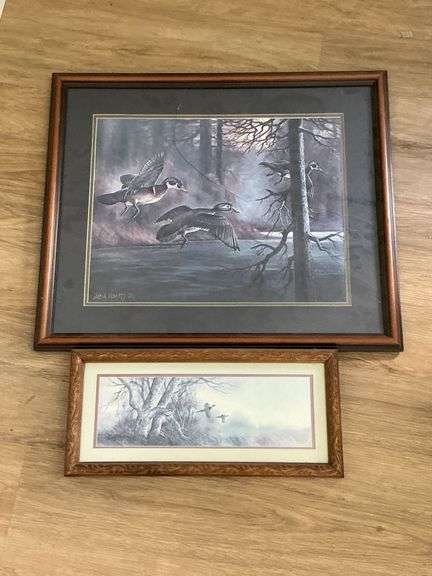Pair of framed and matted prints, Pheasants image