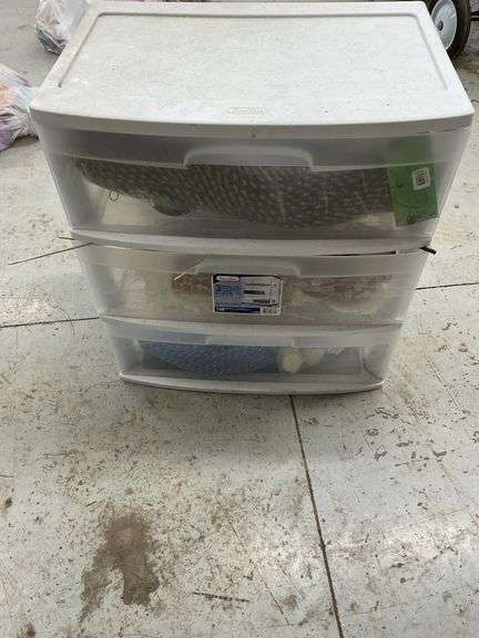 3-drawer storage container with assorted Christmas decorations image