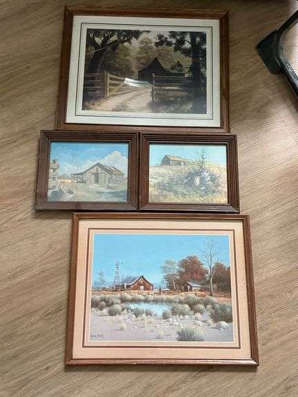 4 Framed and matted barn prints image