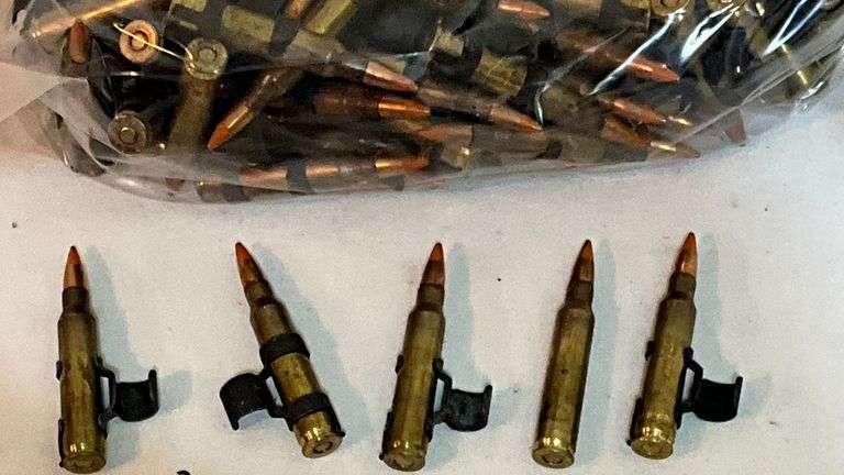 Military ammo 5.56, orange tips, 250 rounds +/-.