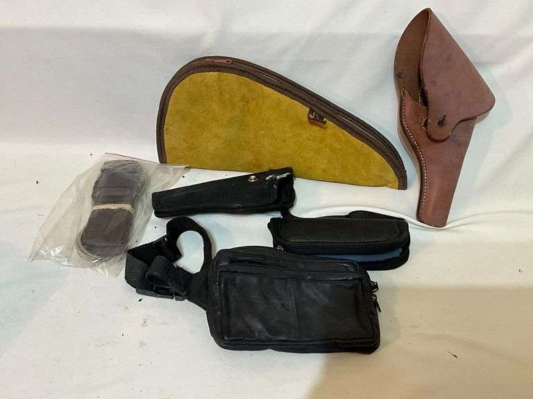Leather holster, fanny pack, 14" L pistol soft case