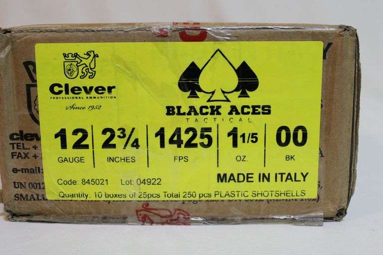 Clever 12 gauge Black Aces Tactical, 00 buckshot, 2 3/4"