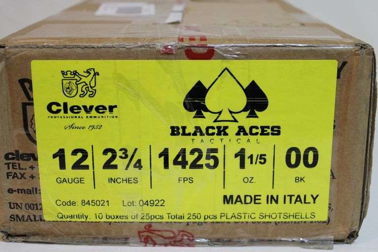 Clever 12 gauge Black Aces Tactical, 00 buckshot, 2 3/4"
