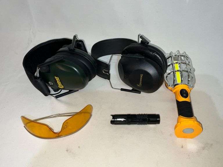 Browning ear muffs, shooting glasses, Caldwell electronic muffs