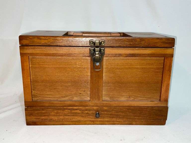 Wooden case gun cleaning kit, 16" x 8" x 10" T.