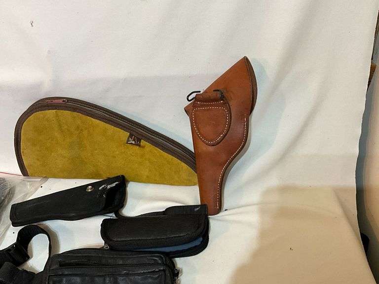Leather holster, fanny pack, 14" L pistol soft case