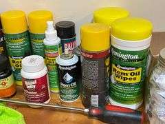 Gun cleaning solvents, REM oil, silica packs,