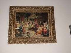 Vintage framed George Wohlking Victorian scene in ornate frame