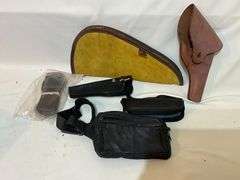 Leather holster, fanny pack, 14" L pistol soft case