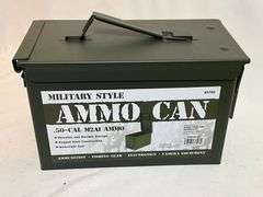 Metal ammo can with 1000 +/- rounds of 5.56 green tips on zipper clips.