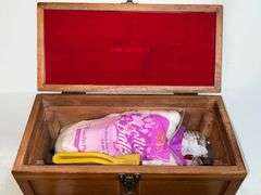 Wooden case gun cleaning kit, 16" x 8" x 10" T.