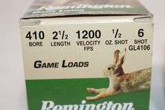 Remington 410 gauge, 2 1/2", No. 6 shot