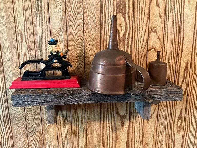 Cast iron nut cracker, brass funnels image