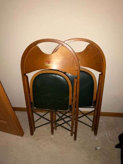 Pair of Solid Kumfort wooden folding chairs