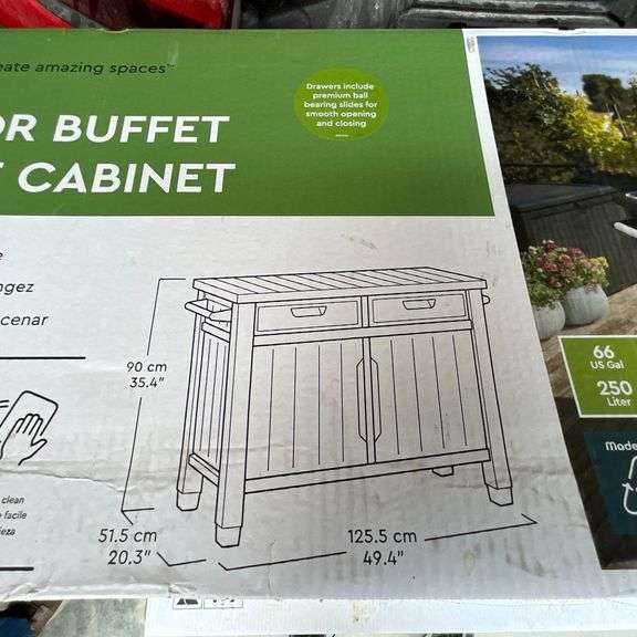 Keter outdoor buffet storage cabinet, NIB