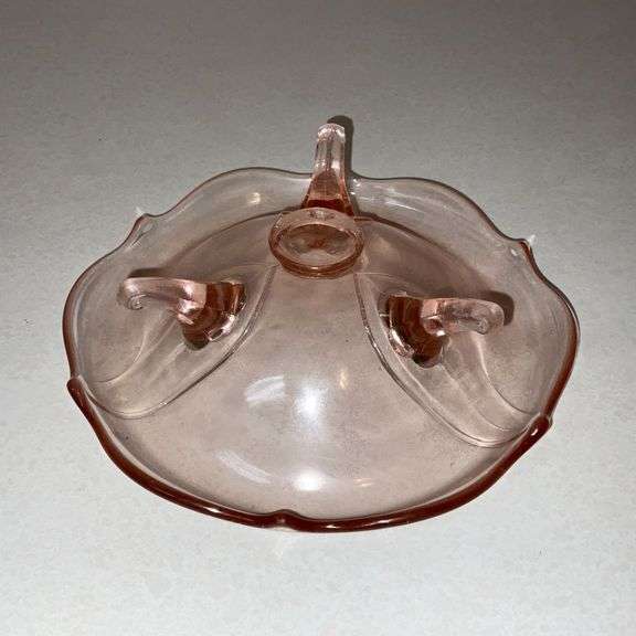 Three-footed pink candy dish