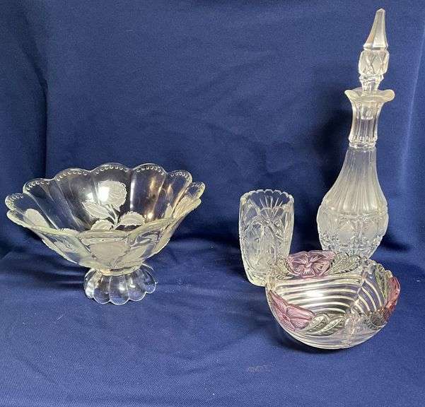 Mikasa lead crystal bowl, decanter 15 1/2" T image