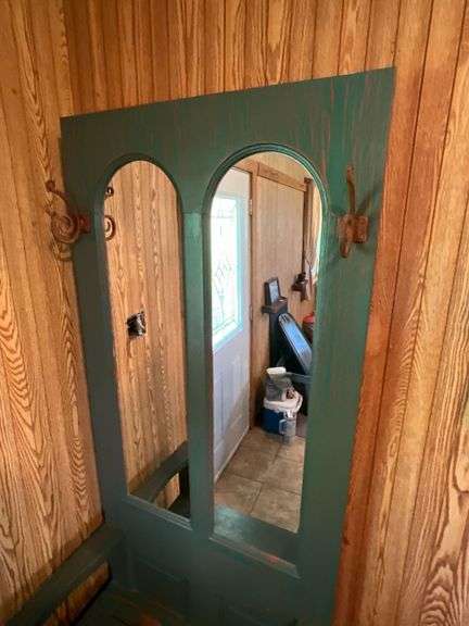 Hall tree with bench, storage and mirror