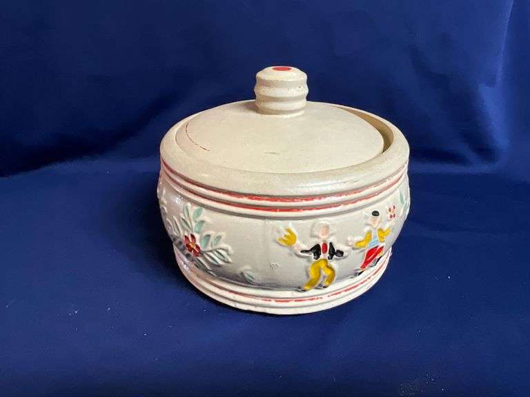 Vintage stoneware biscuit jar image