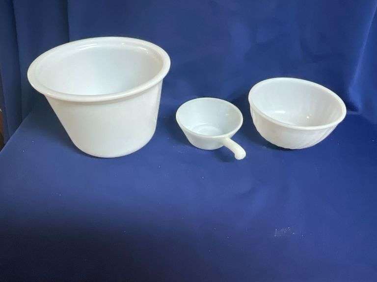 Milk Glass, Fire King, crock bowl image