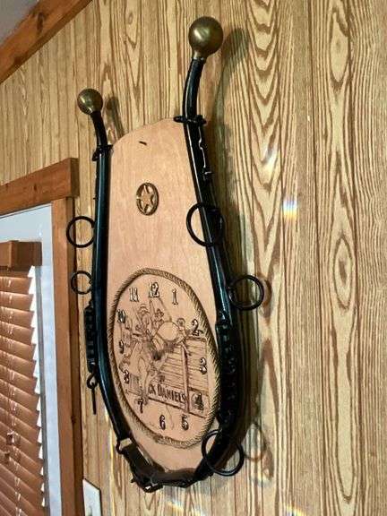 Horse hames and handmade wood burned clock