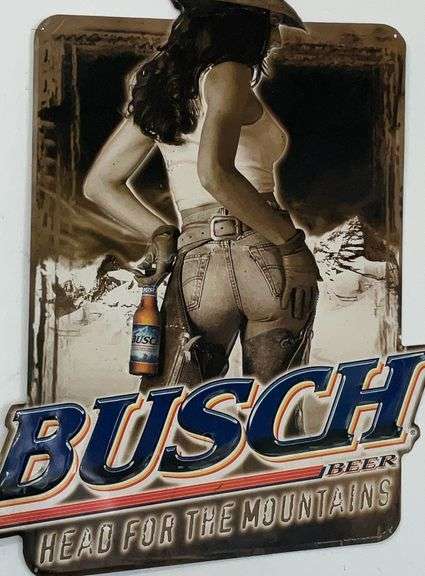 Busch Beer Head for the Mountains metal sign