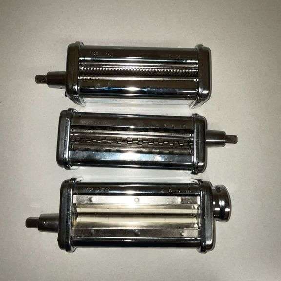 Set of 3 KitchenAid pasta attachments, wooden rolling pin, pasta book, etc.