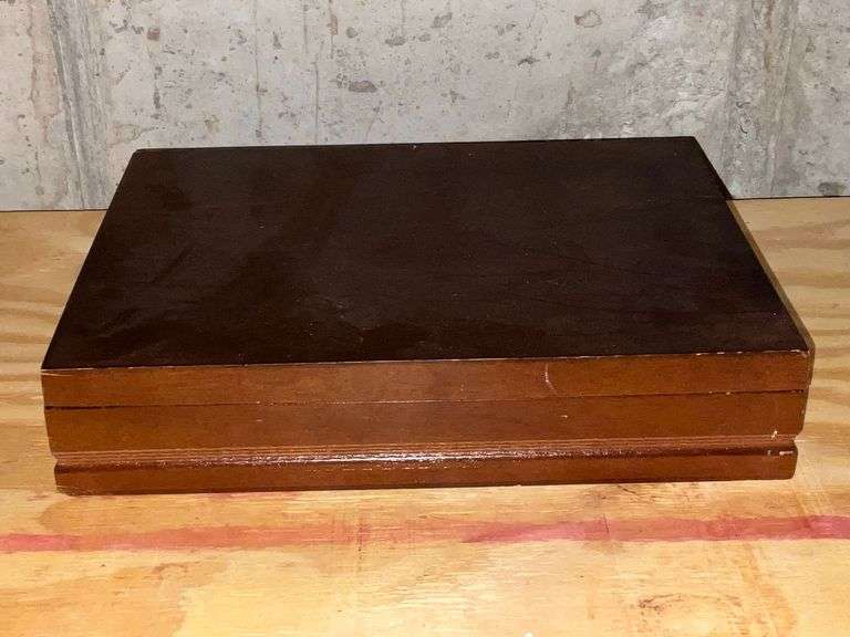 Godinger sliver plated flatware in wooden box.