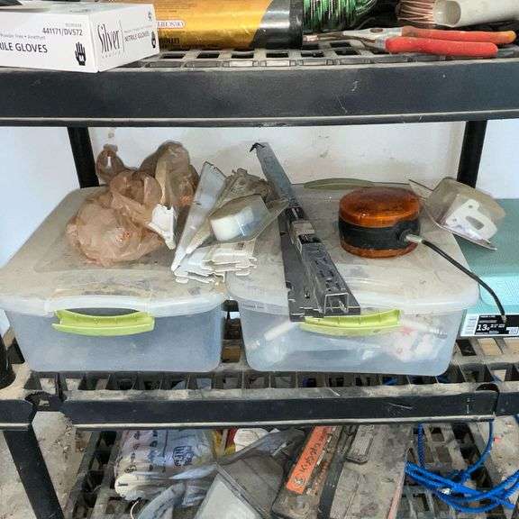 Plastic shelf and contents