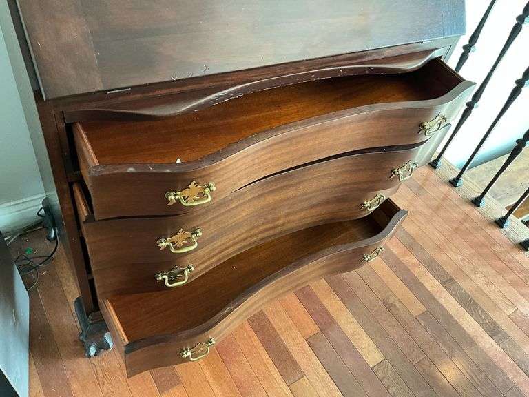Antique drop front desk with book case and key